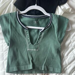 Green Ribbed Top